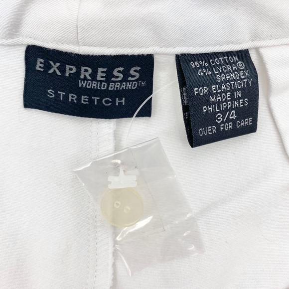 EXPRESS Stretch Chino White Preppy Short Size 3/4 - Picture 8 of 9